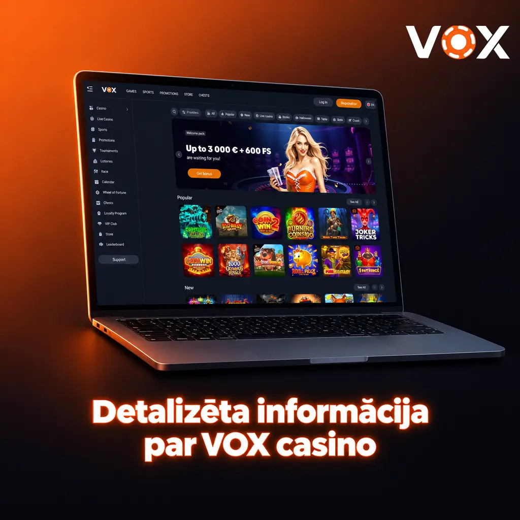 VOX casino platforma ar sporta likmēm, kazino spēlēm un drošu, licencētu tiešsaistes azartspēļu pieredzi Latvijā.