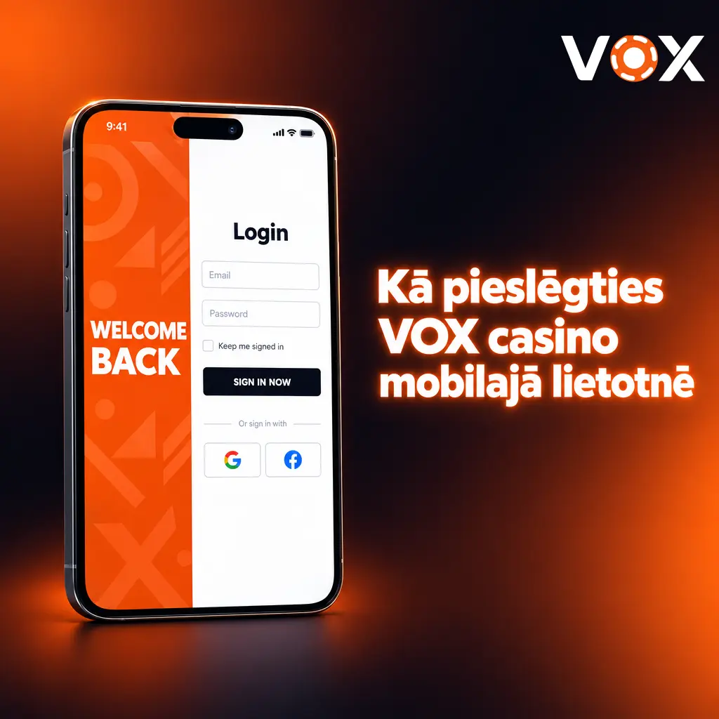 Instrukcija, kā ātri pieslēgties VOX casino kontam mobilajā lietotnē, izmantojot datus vai Face ID