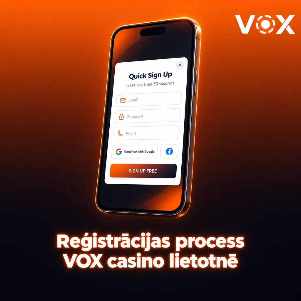 Reģistrācijas process VOX casino lietotnē: pieci vienkārši soļi, lai izveidotu kontu mazāk nekā 3 minūtēs