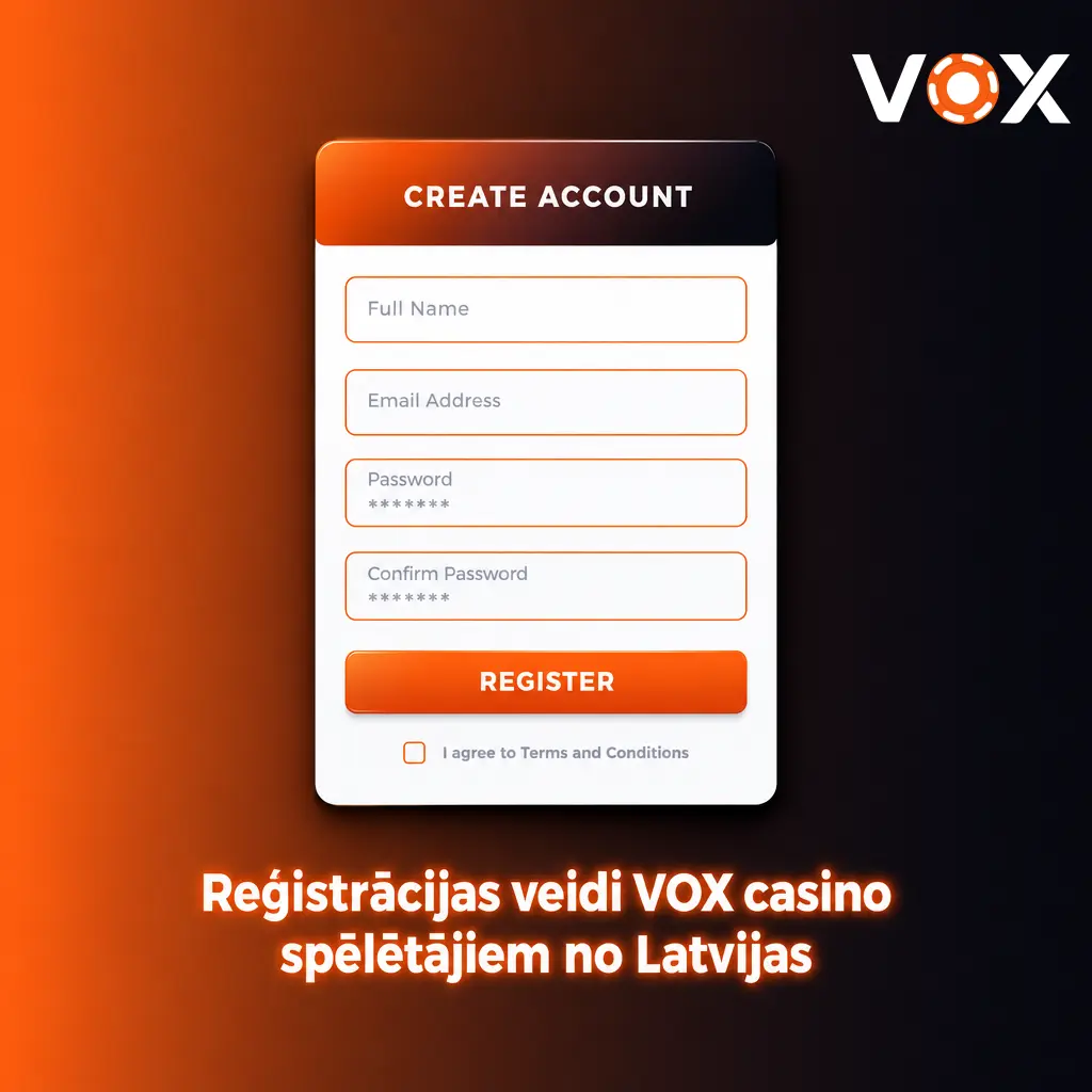 VOX casino reģistrācijas veidi Latvijas spēlētājiem: standarta, ātrā, sociālo tīklu un mobilā lietotne.