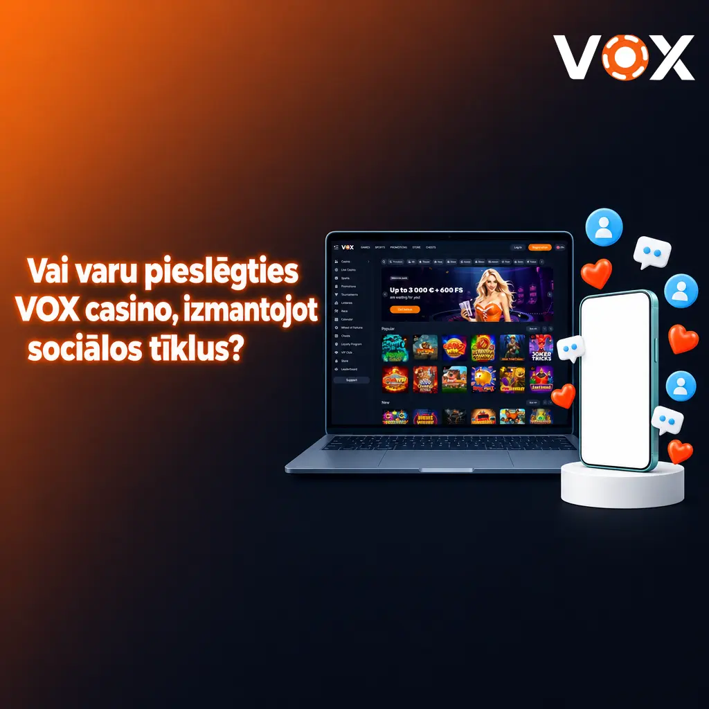 VOX casino pieslēgšanās ar sociālo tīklu, piemēram, Telegram vai Google, kontu sinhronizējot