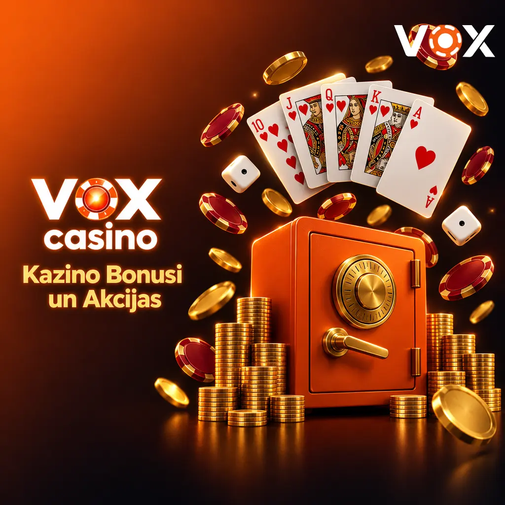 VOX casino bonusi: cashback, reload, bezmaksas griezieni, VIP programma un ikmēneša slotu turnīri ar balvām līdz 10 000 EUR.