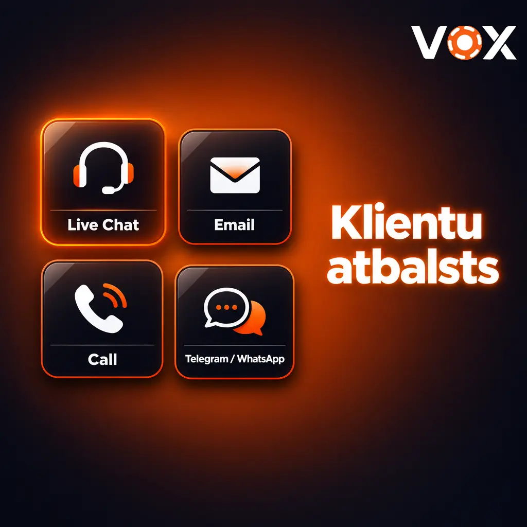 VOX casino klientu atbalsts 24/7 – tiešsaistes tērzētava, e-pasts un FAQ sadaļa lietotnē