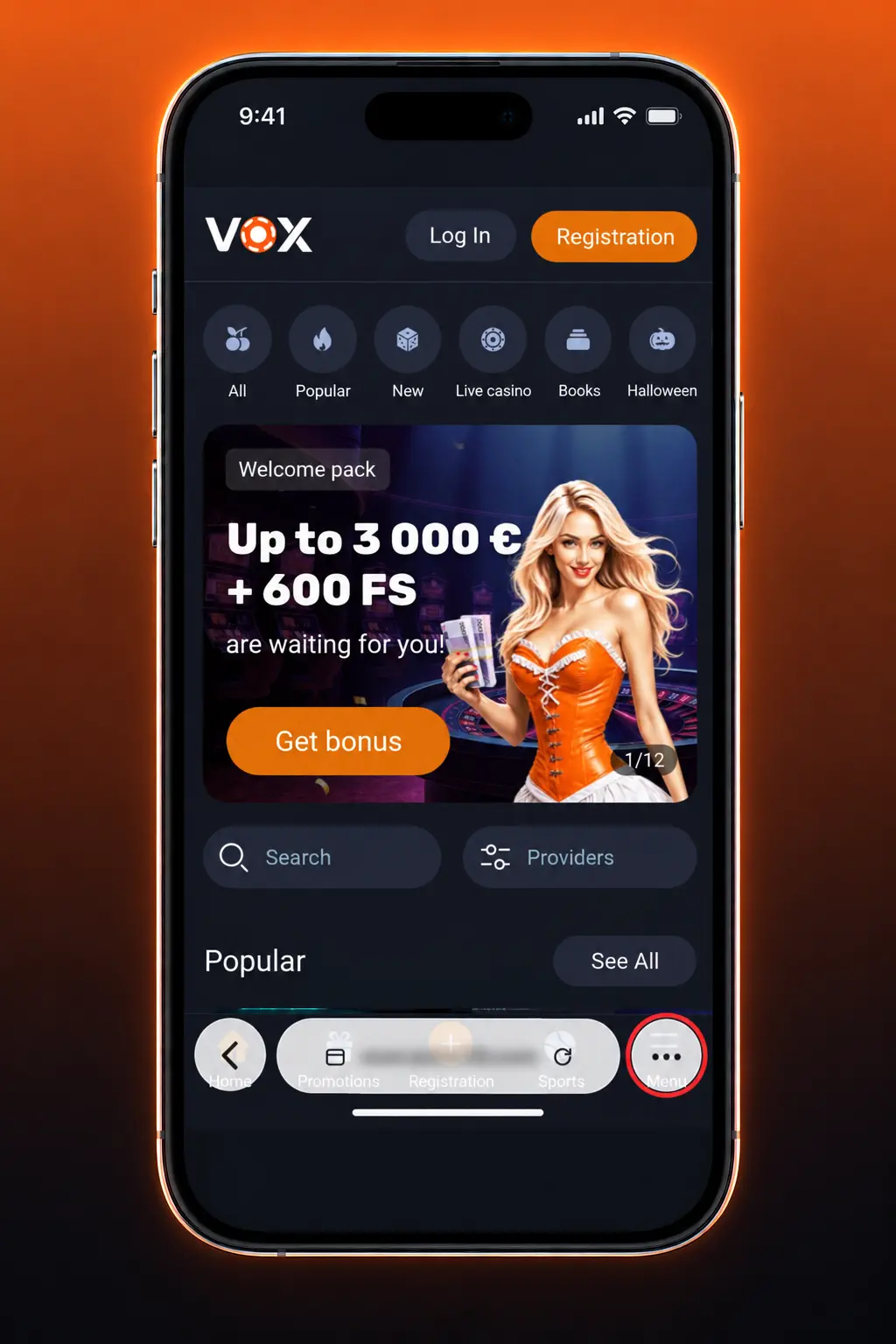 VOX casino PWA lietotne iOS ierīcē ar instalācijas soļiem un Safari pārlūka pogu "Share"