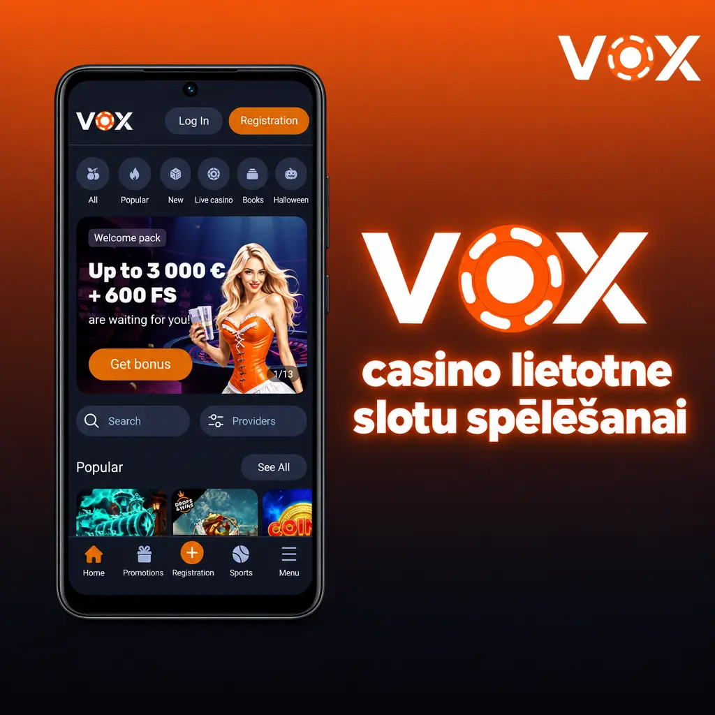VOX casino mobilā lietotne slotu spēlēšanai telefonā vai planšetē bez lejupielādes no veikala