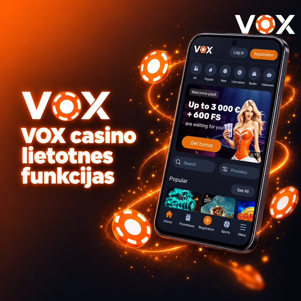 VOX casino lietotnes funkcijas: sporta grāmata, kazino, tiešraides likmes, droši depozīti un biometriskā pieslēgšanās vienā lietotnē.