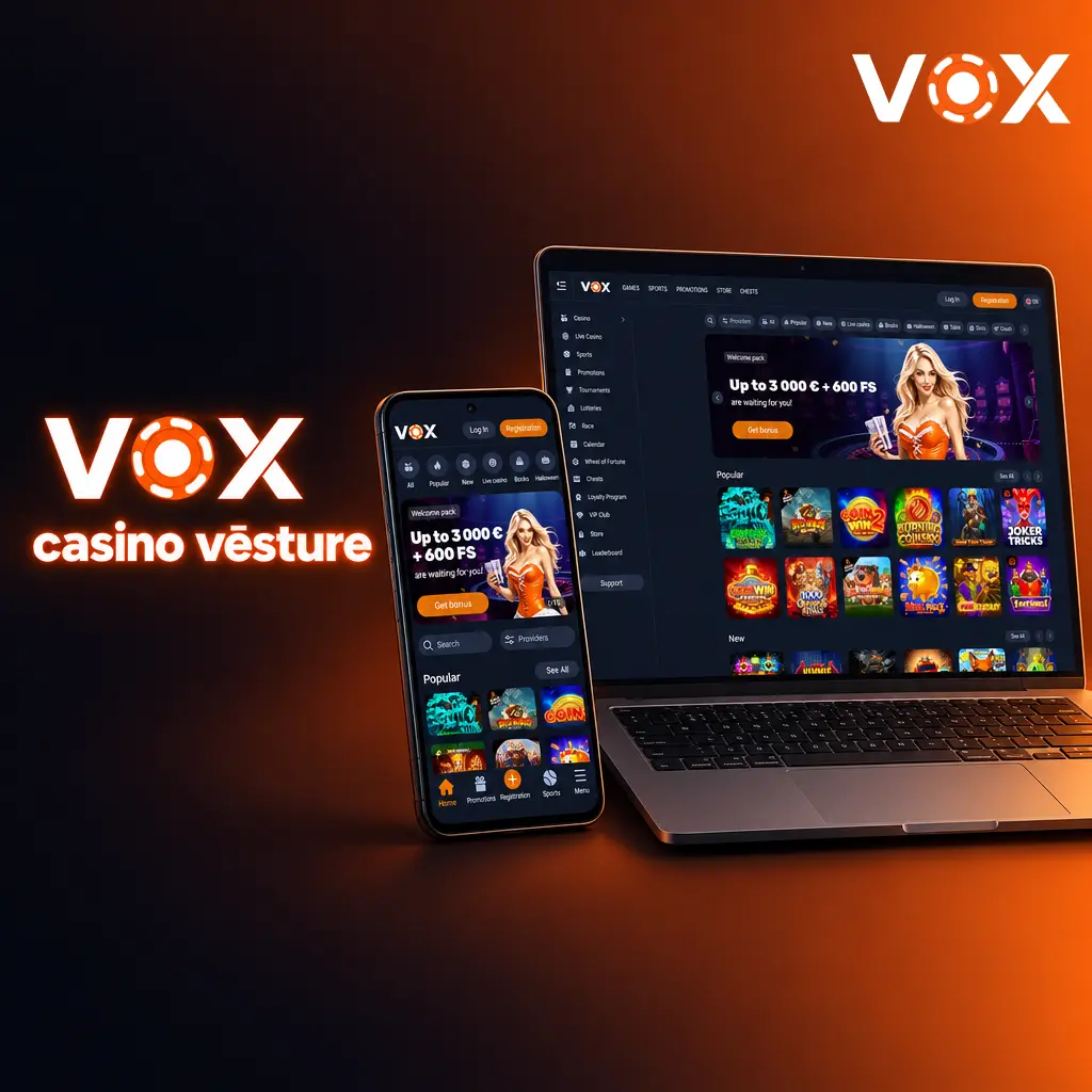 VOX casino vēsture: tiešsaistes kazino un sporta likmju platforma, dibināta 2022. gadā, licencēta Kurasao
